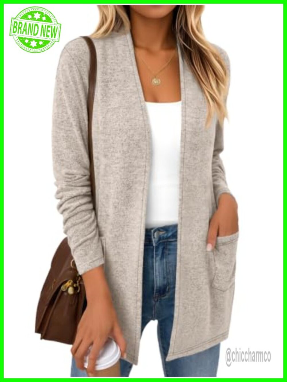 LILLUSORY Lightweight Open Front Long Cardigan with Pockets